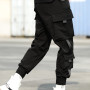 Men Casual Elastic Waistband Ankle Tied Pockets Cargo Pants