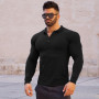Polo Shirt Men Fashion Lapel Buttons Long Sleeve Bodybuilding Workout Clothing