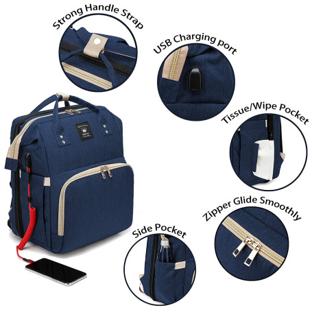 Baby Diaper Bag Bed Backpack For Mom Maternity Bag For Stroller Nappy Bag Large Capacity Nursing Bag for Baby Care Upgrade Hooks