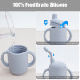 Customized Silicone Feeding Liquid Feed Straw Cup Foldable Children's Drinking Cup Double Leakproof Water Bottle Baby Stuff