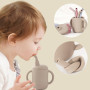 Customized Silicone Feeding Liquid Feed Straw Cup Foldable Children's Drinking Cup Double Leakproof Water Bottle Baby Stuff