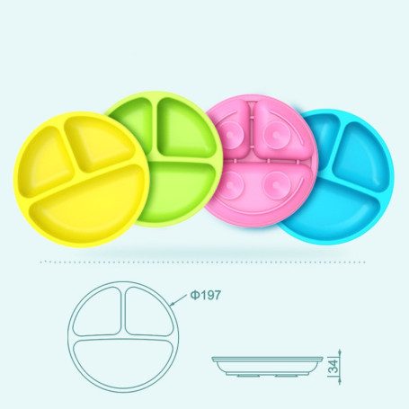 Baby Safe Sucker Silicone Dining Plate With Lid Solid Cute Children Dishes Suction Plate Training Tableware Kids Feeding Bowls