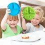 Baby Safe Sucker Silicone Dining Plate With Lid Solid Cute Children Dishes Suction Plate Training Tableware Kids Feeding Bowls