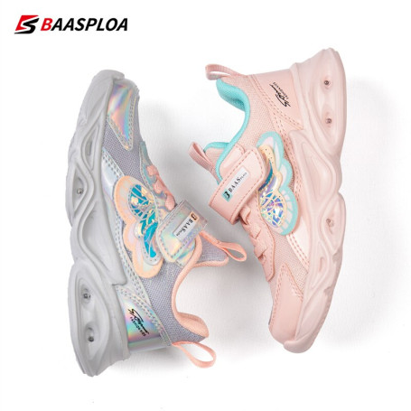 Baasploa New LED Children's Casual Shoes Boys and Girls Outdoor School Running Breathable Non-Slip Running Shoes
