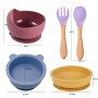 Baby Feeding Bowl Food Grade Silicone Bowl Suction Plate Non-silp Sucker Bowl Children Dishes Tableware BPA Free Fork Spoon