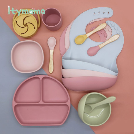 Baby Silicone Feeding Bowl Platos Solid Baby Bibs Fashionable Children's Dishes Baby Tableware BPA Free Snack Cup Baby Stuff