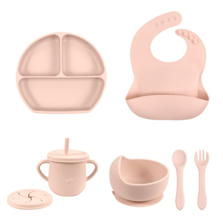 Free Personalized Name Baby Silicone Tableware Set Baby Feeding Dishes BPA Free Bowl Plate Bibs Spoon Fork Sippy Cup Baby Stuff