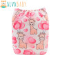 ALVABABY Printed Positioned Cloth Diapers Baby for Boys Girls Reusable Cloth Nappy with 1pc Microfiber Insert