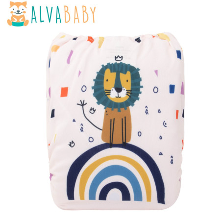 ALVABABY Digital Positioned Cloth Diaper Adjustable Cloth Nappy for Boys Girls with 1pc Insert