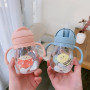 350ml Cute Baby Bottles Drinking Cups Feeding Bottle Straw Cup For Kids Gravity Ball Sippy Cup Milk Water Bottle With Scales