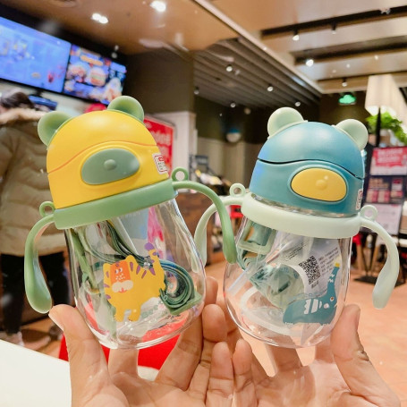 350ml Cute Baby Bottles Drinking Cups Feeding Bottle Straw Cup For Kids Gravity Ball Sippy Cup Milk Water Bottle With Scales