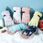 Winter Skiing Gloves For Children 7-13 Year Old Boys Girls Thick Warm Fleece Glove Full Finger Cute Cartoon Windproof Kids Glove