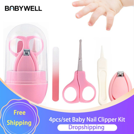 Baby Nail Clipper 4pcs/set Kit Baby Healthcare Kits Tools Trimmer Scissors Nail Clippers With Storage Box Baby Nail File Set