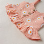 Summer Newborn Baby Girl’s Flower Printed 2Pcs Clothes Set Sleeveless Cotton Linen Ruffled Tops+e Shorts Infant Suit