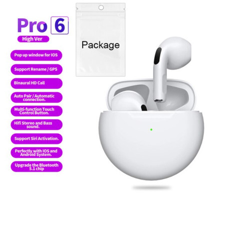 TWS mini pods pro 6 Wireless Earbuds pods for iphone Waterproof Earphones for iOS Android Phone