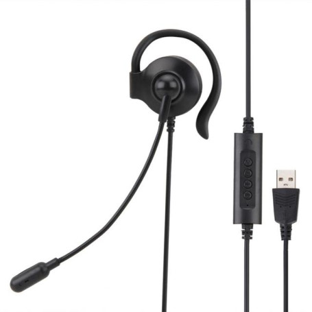 New Single Side Wired Office Headset With Microphone For Clear Call In The Call Center Ear Hook USB Wire Control 3.5mm AUX