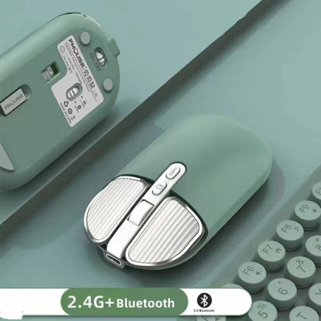 Bluetooth 5.1+2.4G Wireless Dual Mode Rechargeable Mouse Optical USB mice for PC/Mac/Laptop/IPad/Phone /Notebook/Android Tablet