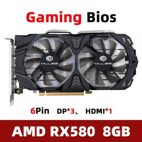 MLLSE AMD RX 580 8GB Video Card Gaming 2048SP GDDR5 256Bit PCI Express 3.0 ×16 Radeon GPU Computer Mining placa de video card
