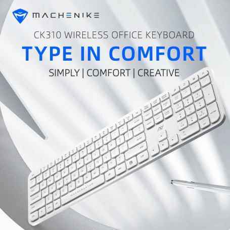 MACHENIKE CK310 2.4GHz Wireless Keyboard 104Keys 100% Full Sized Portable Simplifed Office Wireless Keyboard For PC Laptop