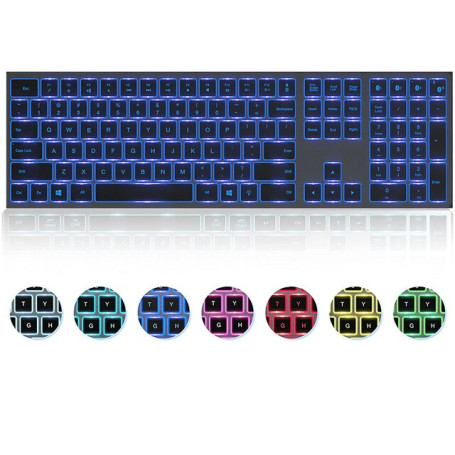 SeenDa Bluetooth Wireless Keyboard Backlit 7 Color Rechargeable Keyboard Illuminated Multi-device Full Size Keyboard for Office