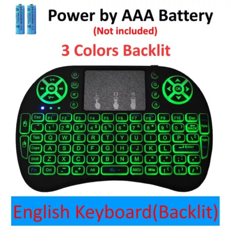 I8 Backlit Mini Wireless Keyboard English Russian French Spanish Portuguese 2.4G Air Mouse Remote Touchpad for Android TV Box PC