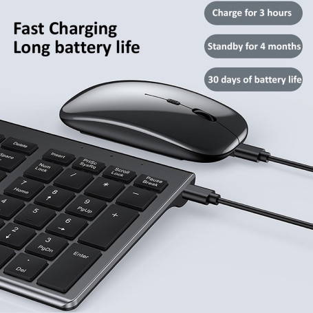 HKZA Bluetooth 5.0 2.4G Wireless Keyboard and Mouse Combo Multimedia Keyboard Mouse Set for Laptop PC TV iPad Macbook Android