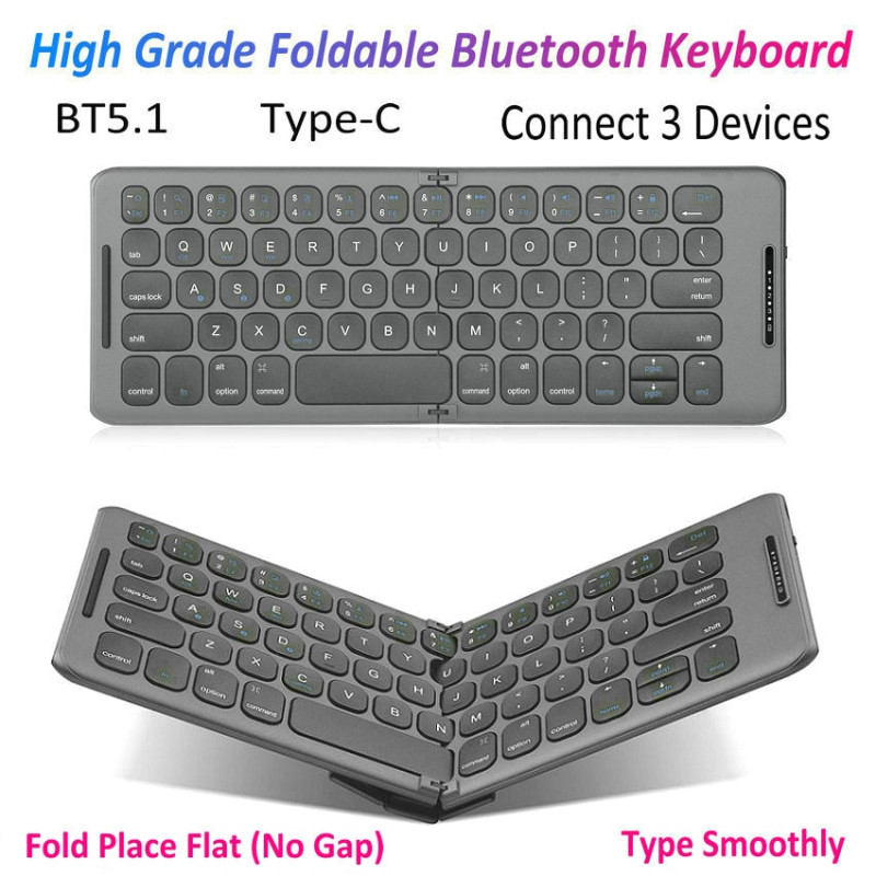 Foldable Wireless Bluetooth Keyboard USB Type C for Windows Android ios ...