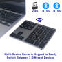 Bluetooth Number Pad, Rechargeable Wireless Numeric Keypad Dual-Mode Aluminum USB Numpad for Laptop, MacBook Pro/Air, Mac