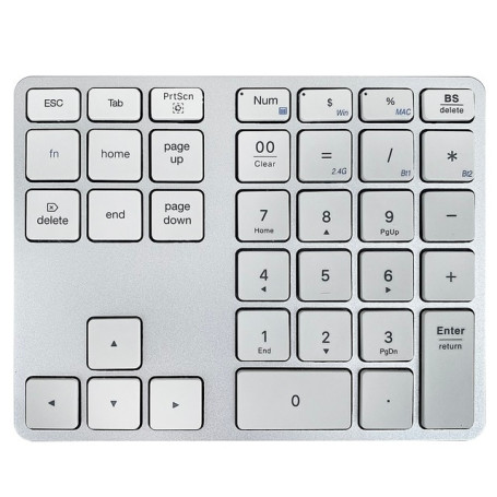 Bluetooth Number Pad, Rechargeable Wireless Numeric Keypad Dual-Mode Aluminum USB Numpad for Laptop, MacBook Pro/Air, Mac