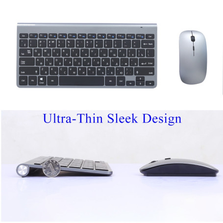 2.4G Wireless Keyboard and Mouse, Russian/French/Korean/Hebrew USB Protable Mini Keyboard Mice Set for PC Laptop