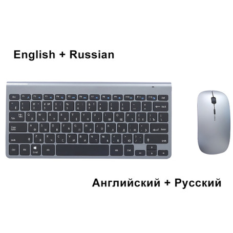 2.4G Wireless Keyboard and Mouse, Russian/French/Korean/Hebrew USB Protable Mini Keyboard Mice Set for PC Laptop