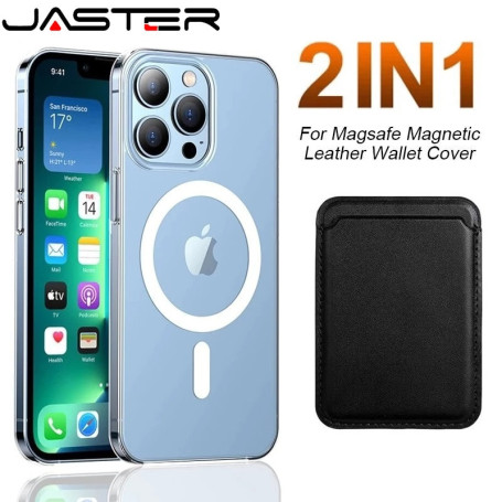 For Magsafe Magnetic Leather Card Clip For iPhone 14 13 12 Pro Max 13 12 Mini Magnetic Card Holder Bag Phone Case Accessories