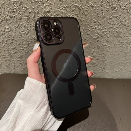 For Magsafe Magnetic Wireless Charging Case For iPhone 12 11 13 14 Pro MAX Mini XR X XS MAX 7 8 Plus SE 3 Plating Clear Cover