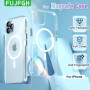 Transparent Magnetic Case For Wireless Charge Case For iPhone 14 13 12 11 Pro Max Mini X XR 7 8 Plus SE Shockproof Cover
