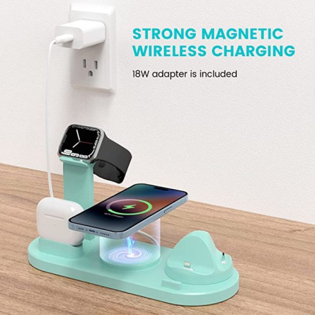 Wireless charger 4 in 1 magnetic charging station for Apple Watch series, iPhone 14/13/12/11 and Airpods Airpod charging stand