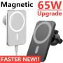 65W Magnetic Car Wireless Charger Air Vent Phone Holder for iphone 14 13 12 Mini Pro Max  Car Chargers Fast Charging Station