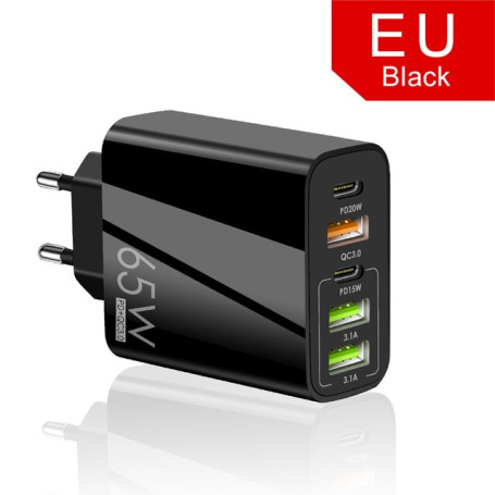 USB Type C charging adapter QC3.0 65W PD fast Charger for Samsung iPhone Xiaomi Huawei Universal Quick Charger