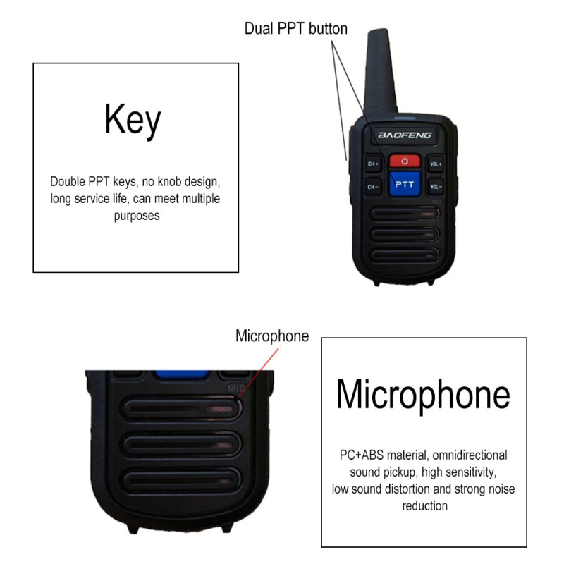 Baofeng BF-C50 Mini Walkie-Talkie Portable Handheld Intercom Ham Radio ...