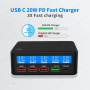 AIXXCO USB Quick Charger 50W 5-Port LED Display Quick Charge 3.0 Fast Charger Desktop Charging Station iPhone X 8 7 6, iPad