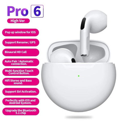 New PRO6 Wireless Bluetooth Headset Stereo Binaural TWS in-Ear Macaron J6 6 Th Generation Bluetooth Headset
