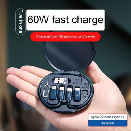 Multi-function Fast Charging Data Cable Suit Box 60W Charging Cable Multiple Interface Charging Transmission Phone Accessories