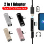 2 IN1 Type C To 3.5mm Jack Earphone Charging Cable Audio Converter for Samsung Xiaomi Huawei Tablet Type C to 3.5mm OTG Adapter
