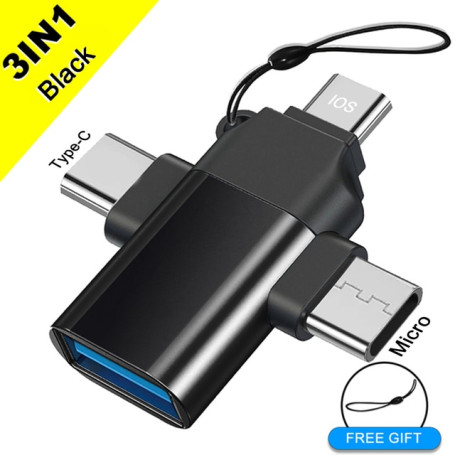 3 in 1 OTG Adapter Micro USB Type C to USB 3.0 Adapter For Samsung Galaxy S20 S10 Macbook USB C OTG Adapter Converter