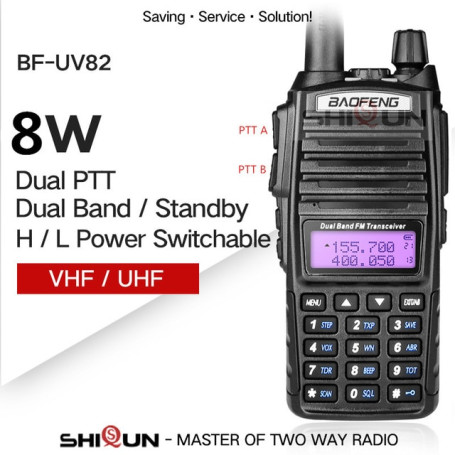Baofeng UV 82 Military Walkie Talkie Long Range 10 KM 8W H/M/L HIgh Power Modes Dual PTT UV-82 UHF VHF Ham Radios 10 KM UV-82 HP