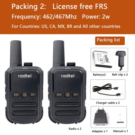 Mini Walkie Talkie Radtel RT12 Portable Two Way Radio PMR FRS Radio Comunicador Long range Kids Walkie-Talkie for Hotel Business