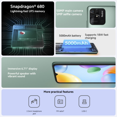 Global Version Xiaomi Redmi 10C 10 C 4GB 64GB / 128GB Smartphone Snapdragon 680 6.71" Dot Drop Display 50MP Rear Camera 5000mAh