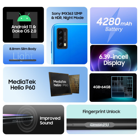 Blackview A90 Smartphone Helio P60 Octa Core 12MP HDR Camera Mobile Phone 4GB+64GB 4280mAh Android 11 Telephone 4G LTE Celular