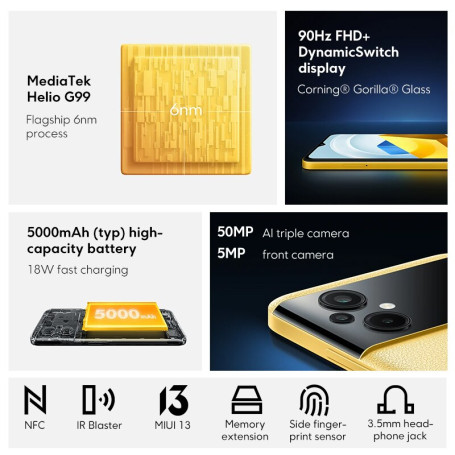 Global Version POCO M5 4GB 64GB / 6GB 128GB NFC Smartphone MTK G99 Octa Core 90Hz 6.58" FHD+ Display 5000mAh 50MP Triple Camera