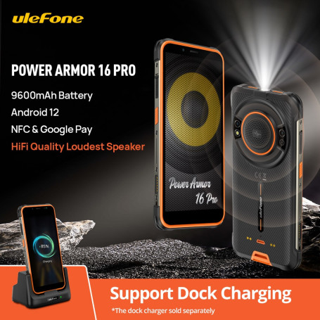Ulefone Power Armor 16 Pro 9600mAh Rugged Waterproof Smartphone 64G ROM Android 12 NFC  Rugged Phone 2.4G/5G WiFi Global Version