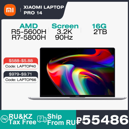 Original Xiaomi Laptop Pro 14 14 Inch 2.5K 120Hz Screen Notebook  AMD Ryzen R7 5800H 16GB 512GB SSD PC laptop Computer Netbook